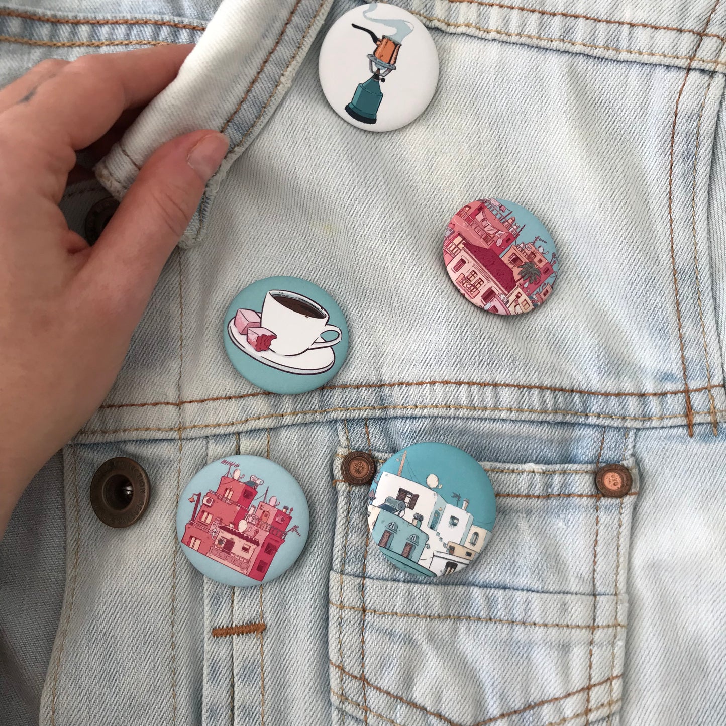 Three little buildings ! - Button Pins