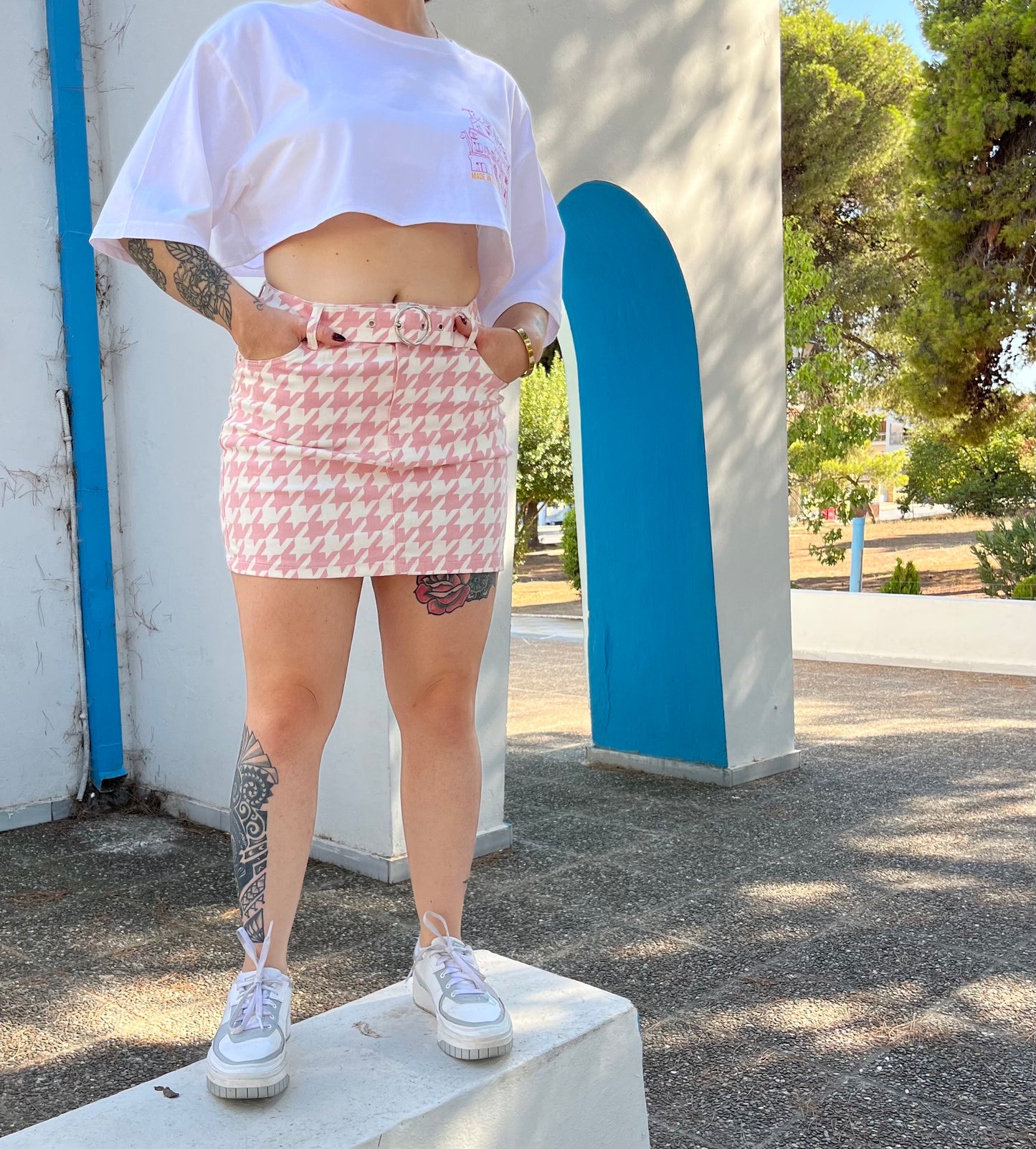 ATHENS VIEW - SILK PRINTED CROP TOP