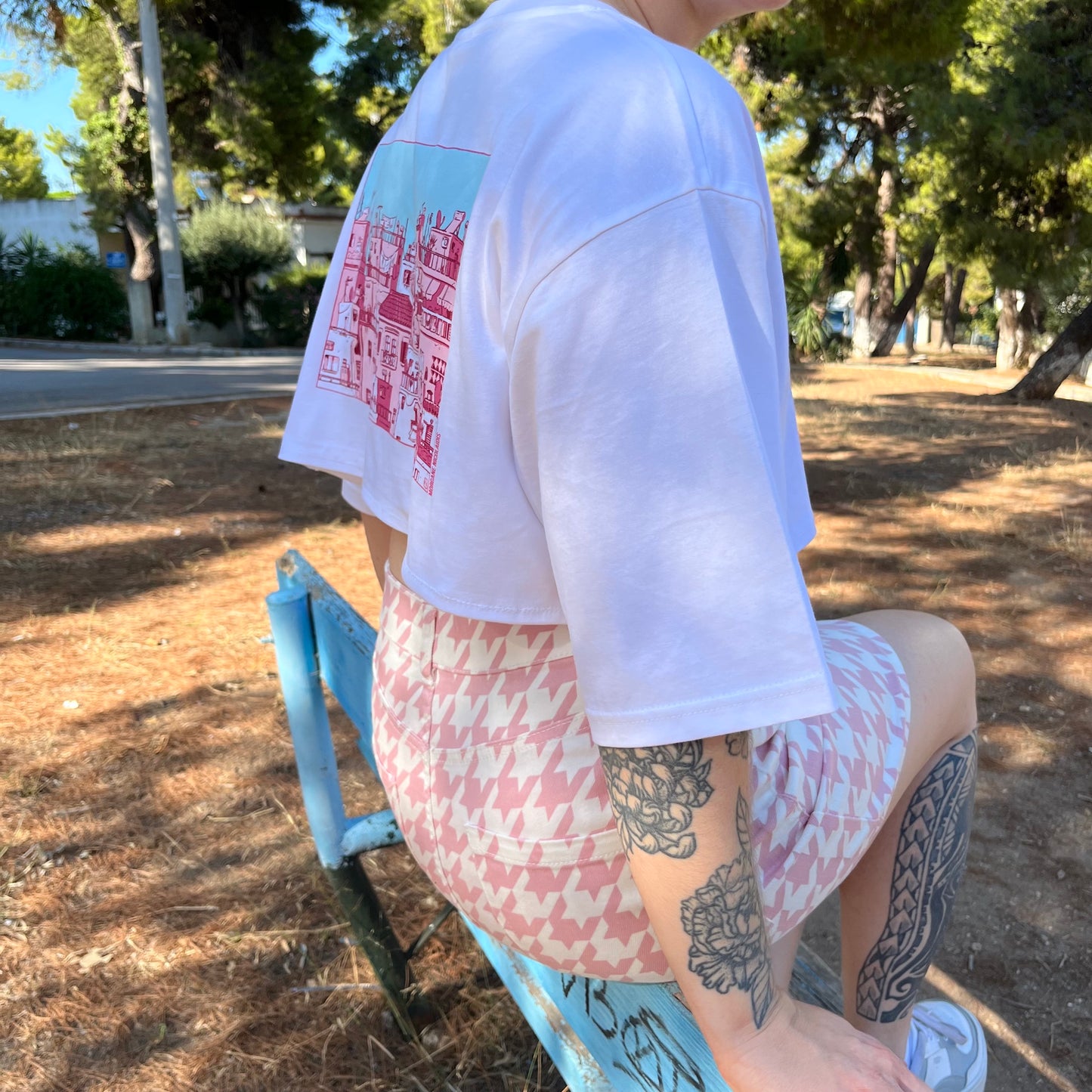 ATHENS VIEW - SILK PRINTED CROP TOP