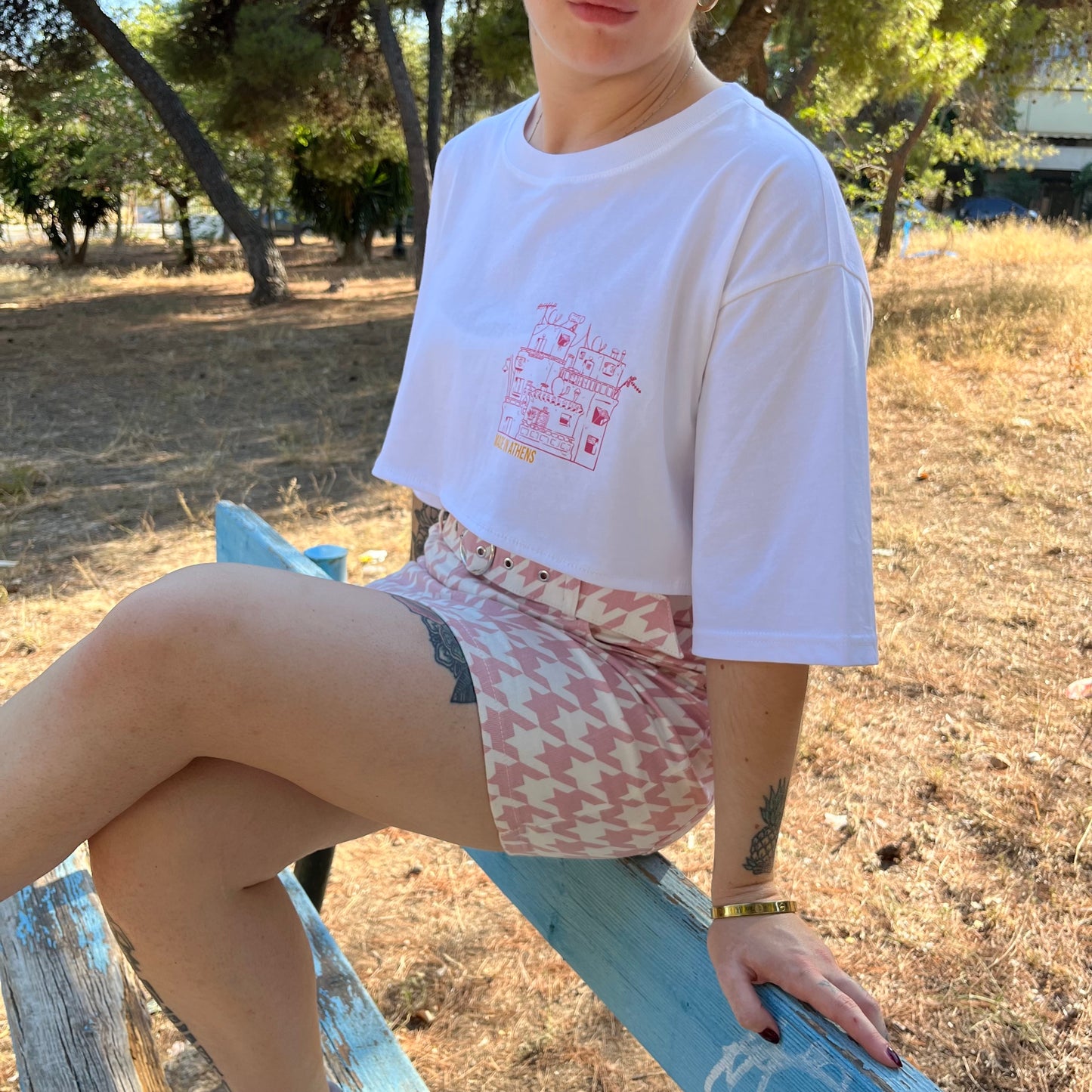 ATHENS VIEW - SILK PRINTED CROP TOP