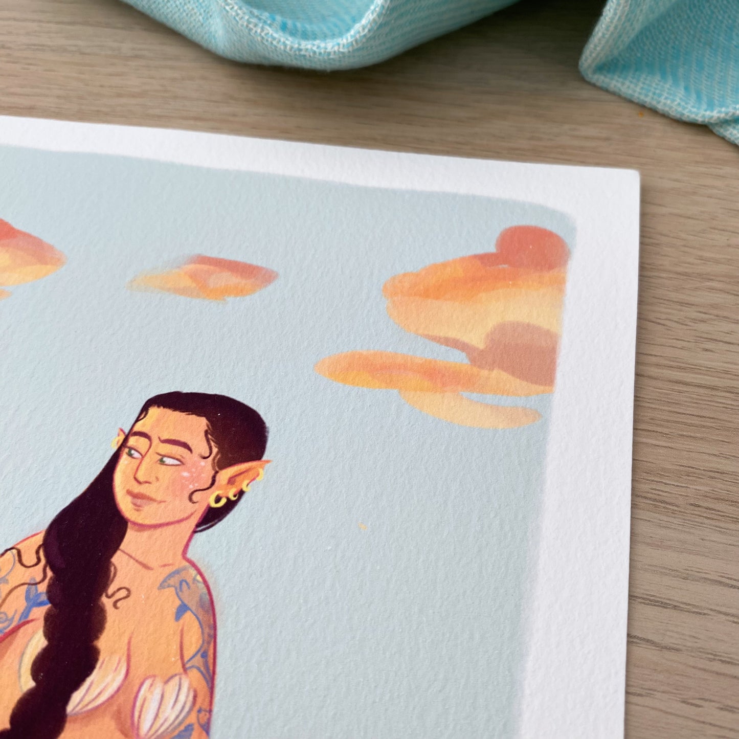 Mermaid on the rocks - Art Print