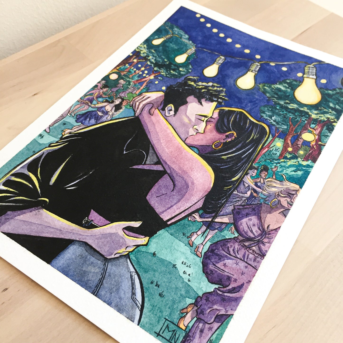 In love - couple kissing - Art Print