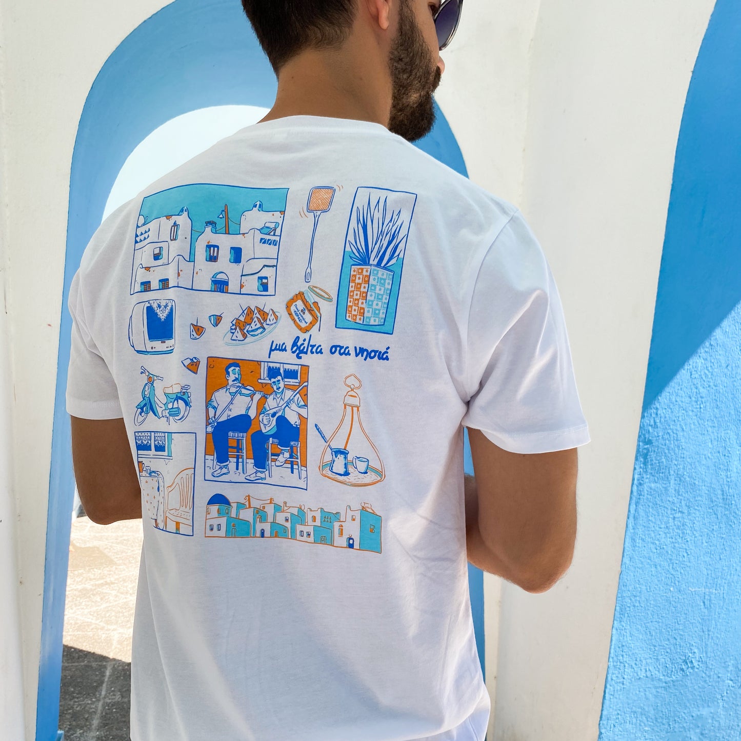 LET'S GO TO THE ISLANDS - SILK PRINTED T-SHIRT (tiny defaults)