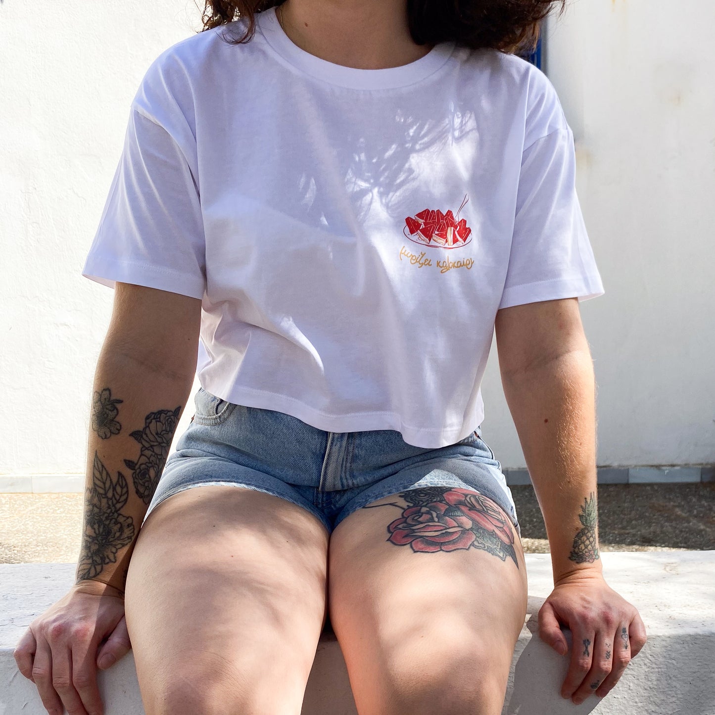GREEK SUMMER - SILK PRINTED CROP TOP