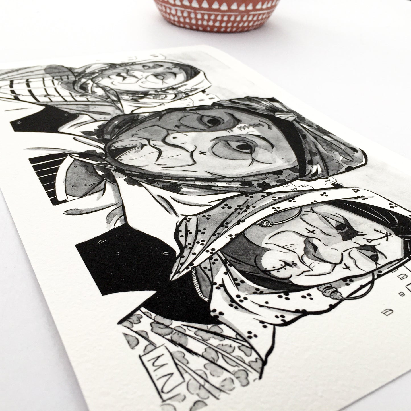 Diagonal view of the art print.