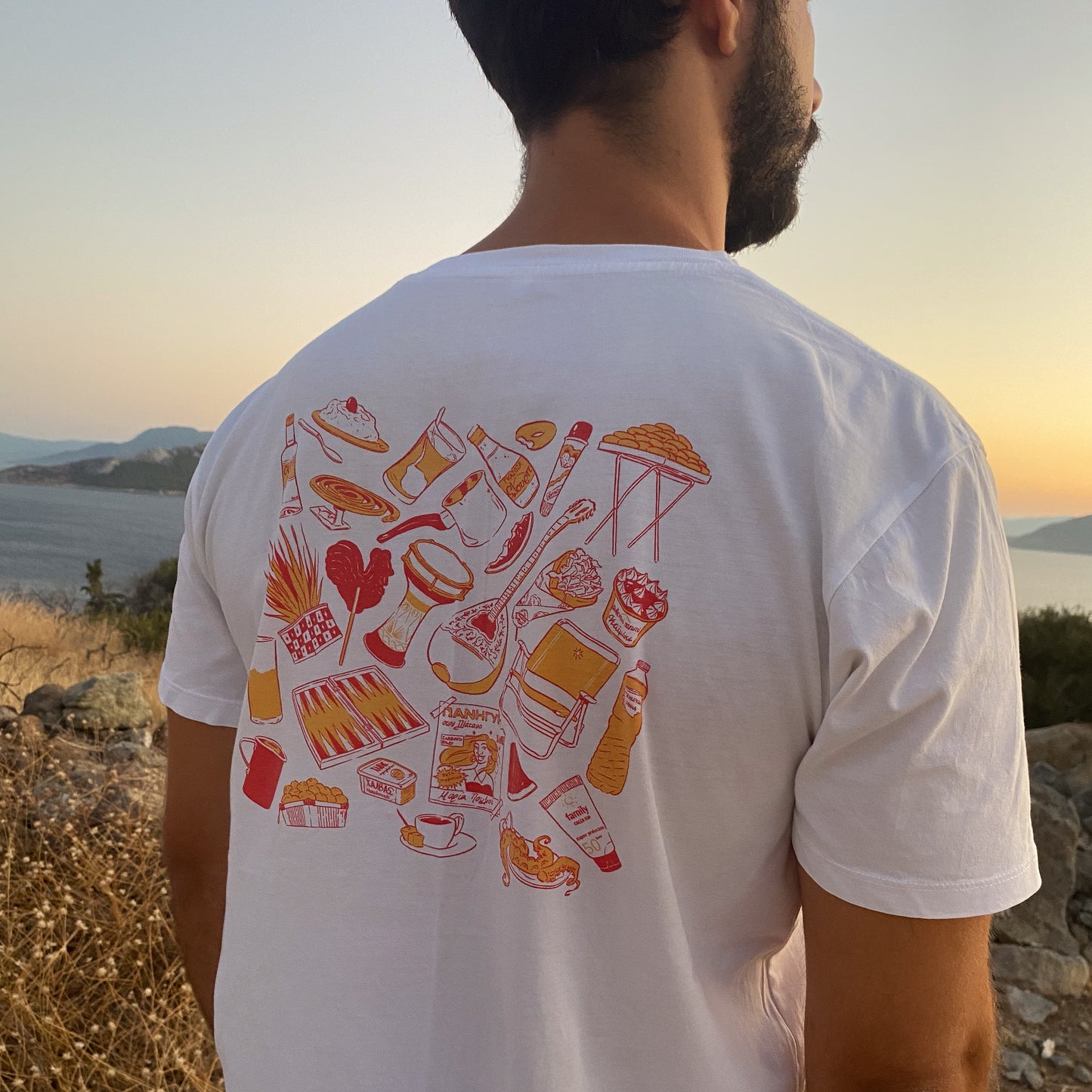 GREEK SUMMER - SILK PRINTED T-SHIRT