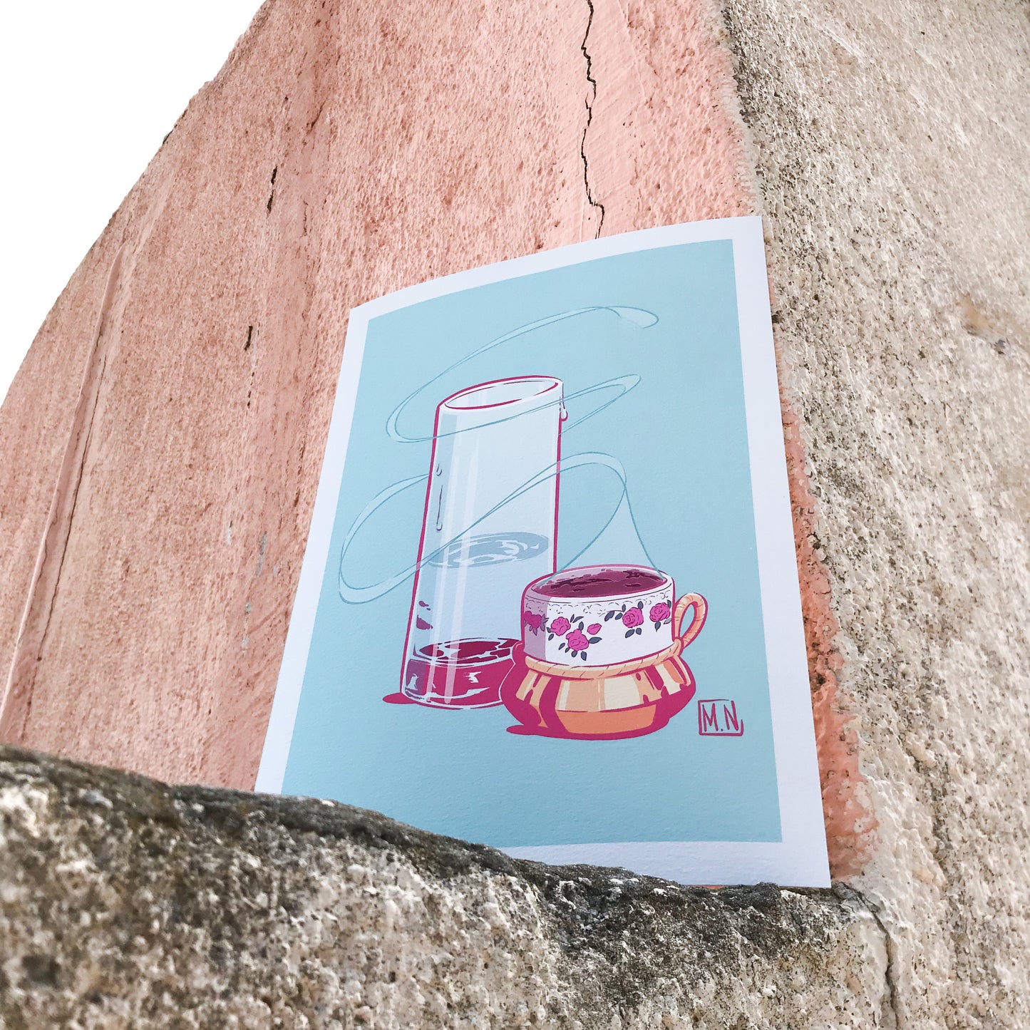 The illustration place on a wall.