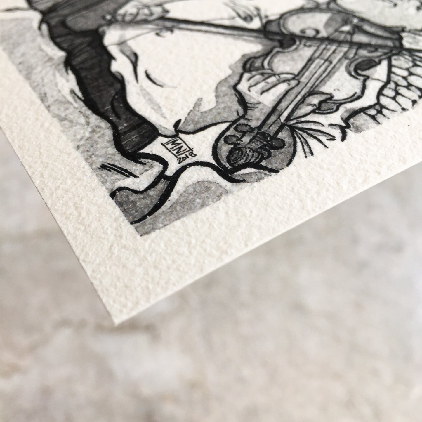 close up of the paper texture.