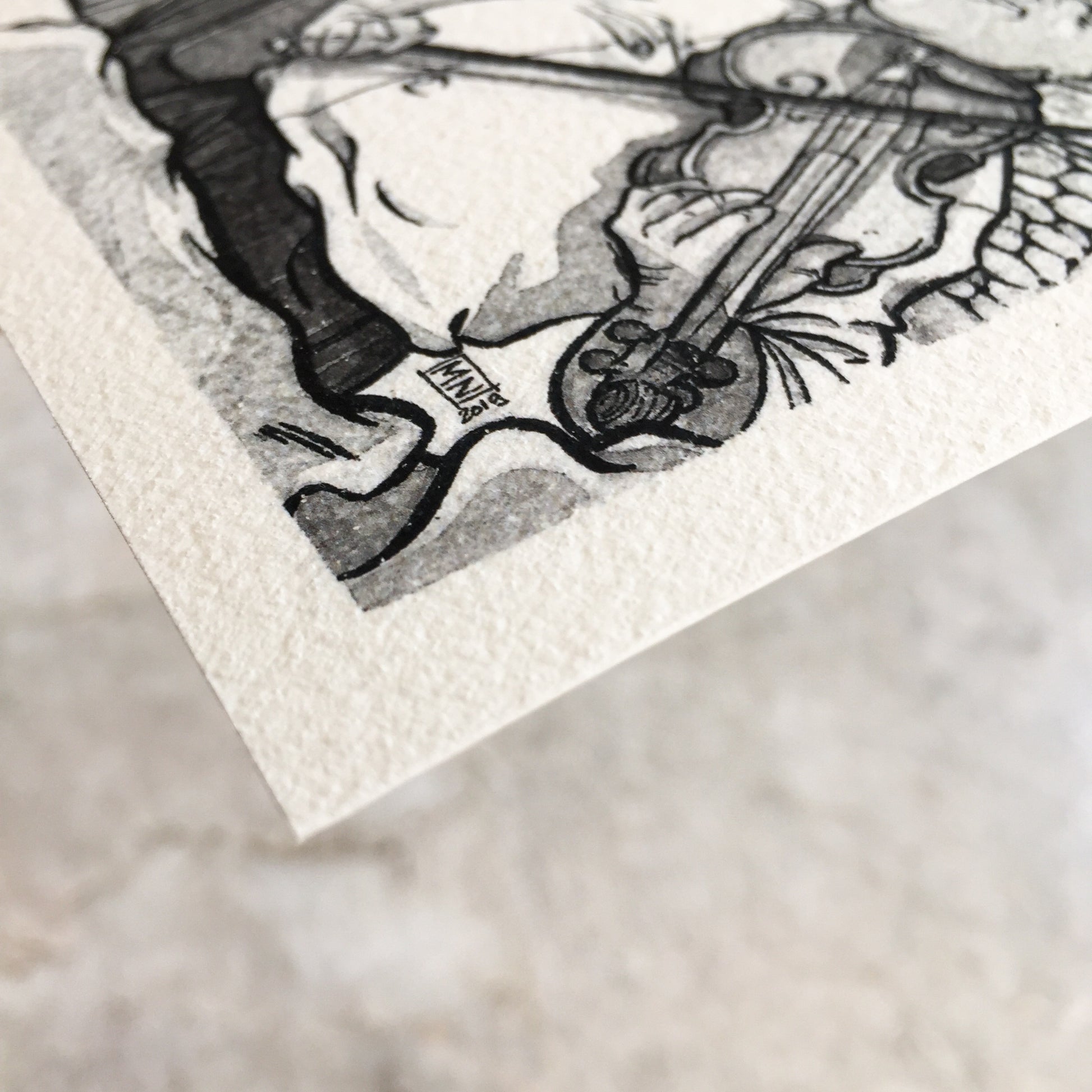 close up of the paper texture.