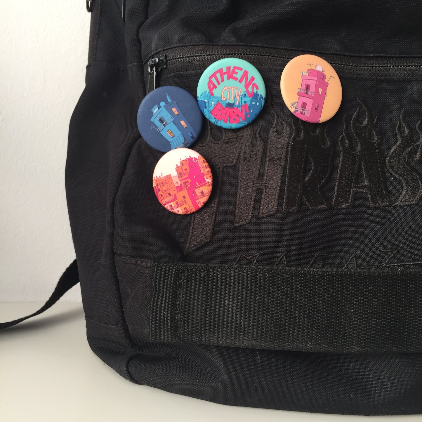 Greek City Sunset ! - Button Pins