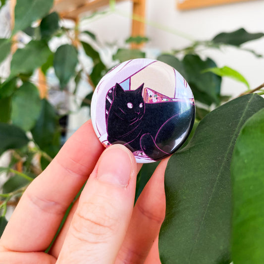 Little Cat Button Pin | Playful Mediterranean Cat Illustration
