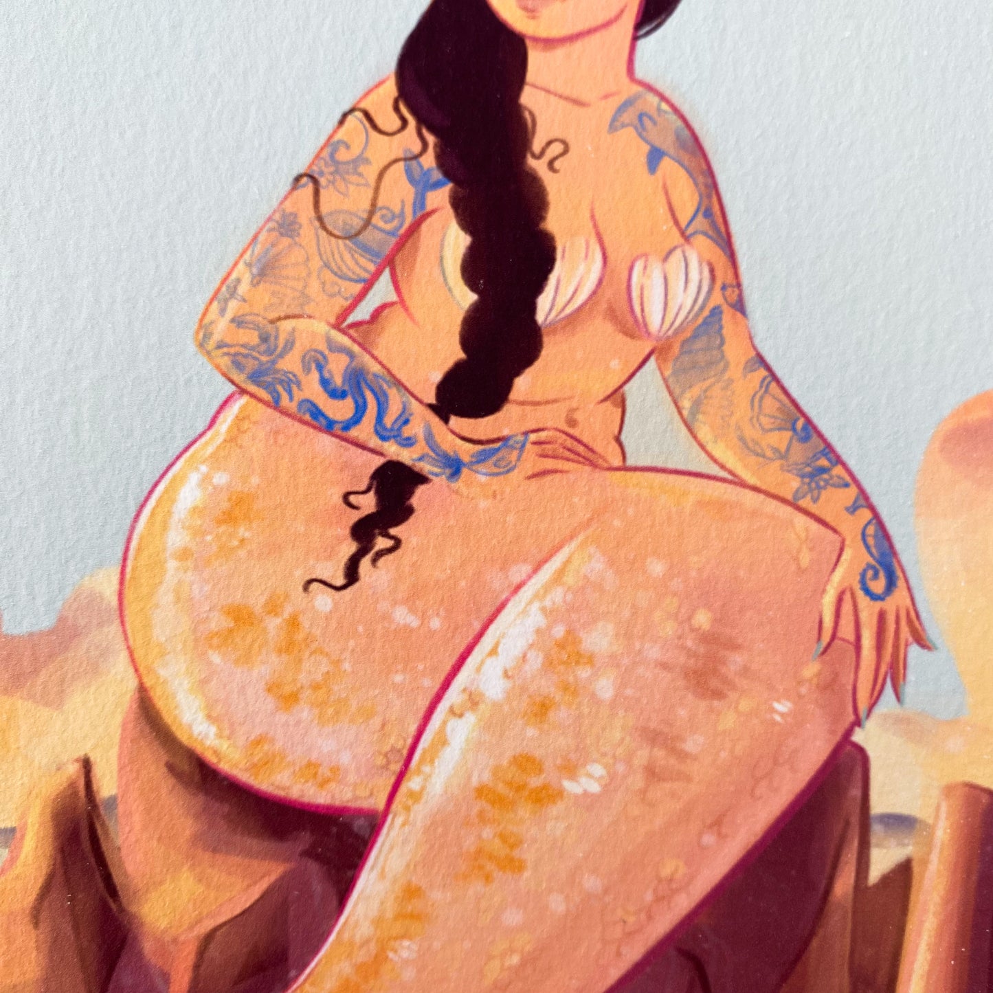 Mermaid on the rocks - Art Print