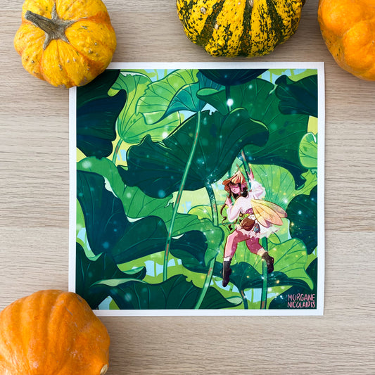 the Water Lilies & her Fairy  - Art Print