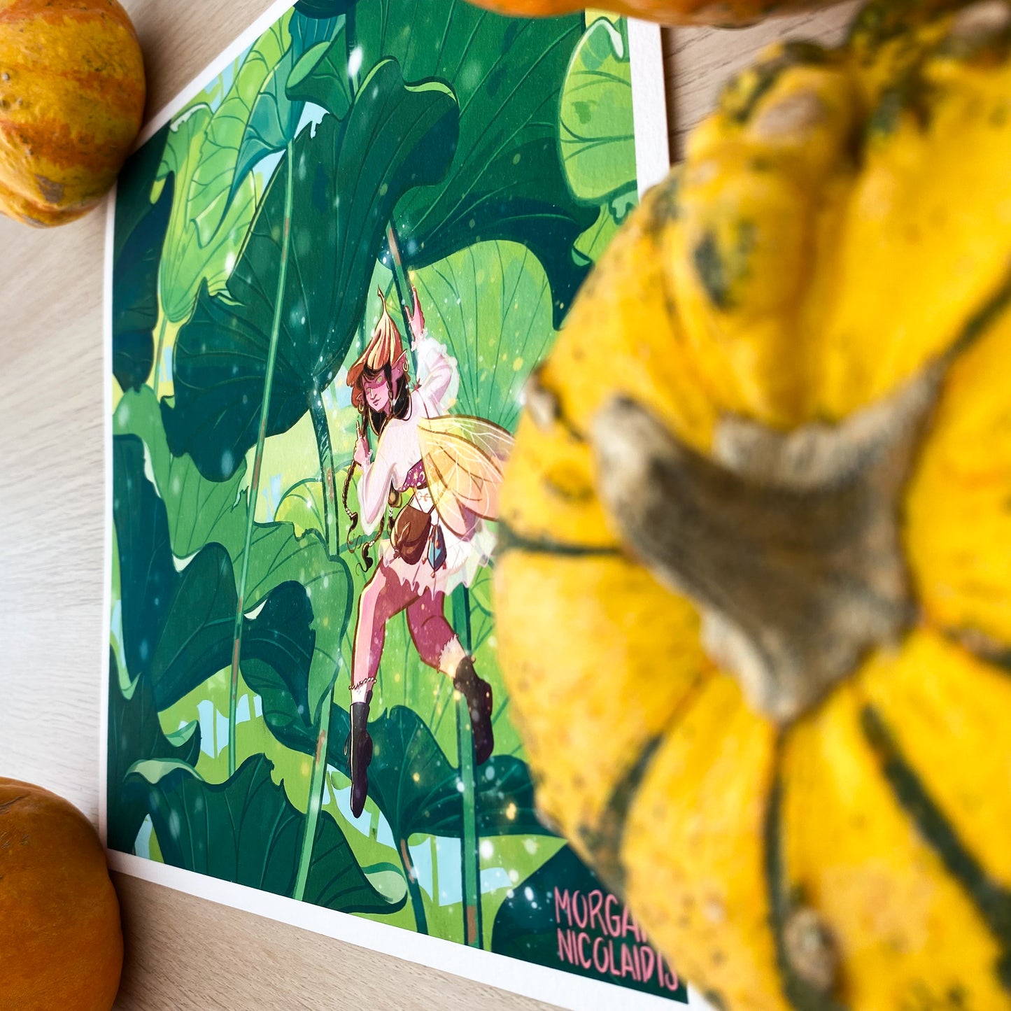 the Water Lilies & her Fairy  - Art Print