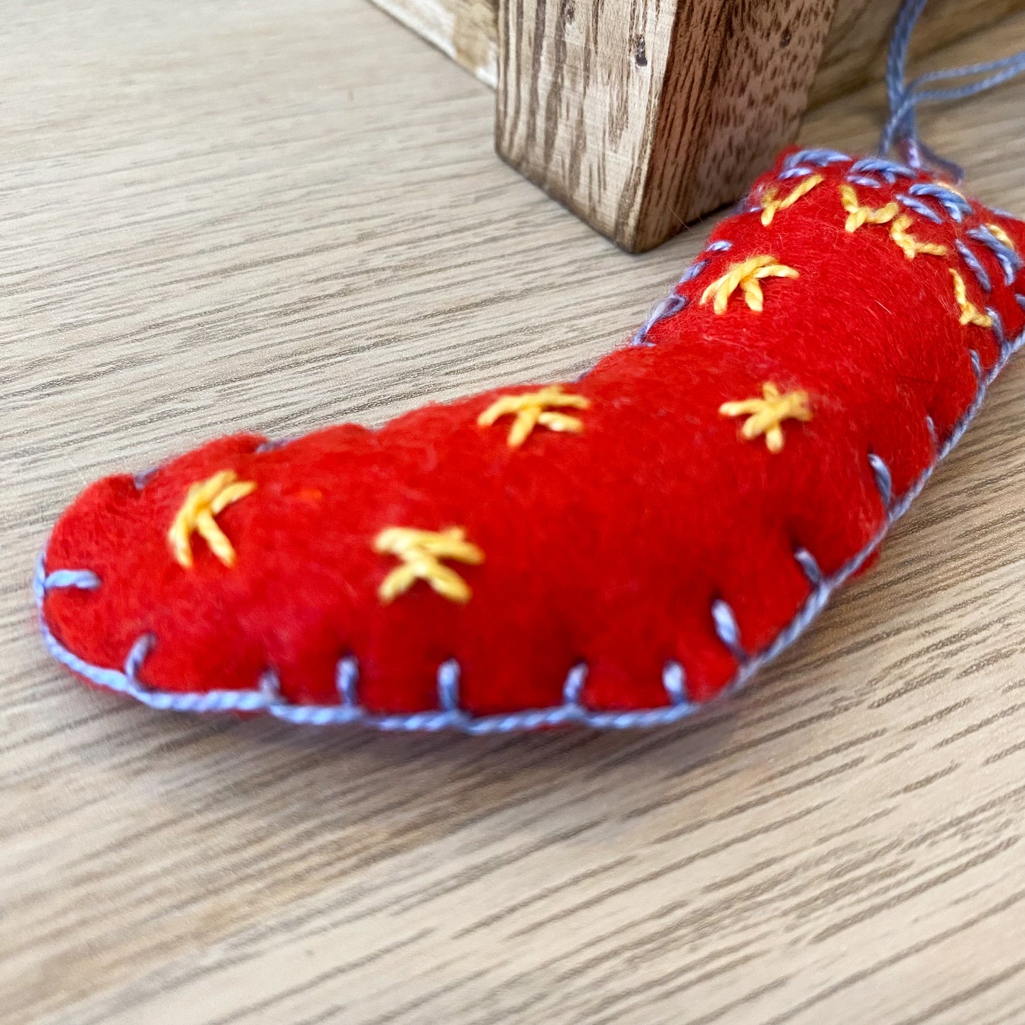 Red Sock - handmade Christmas ornament