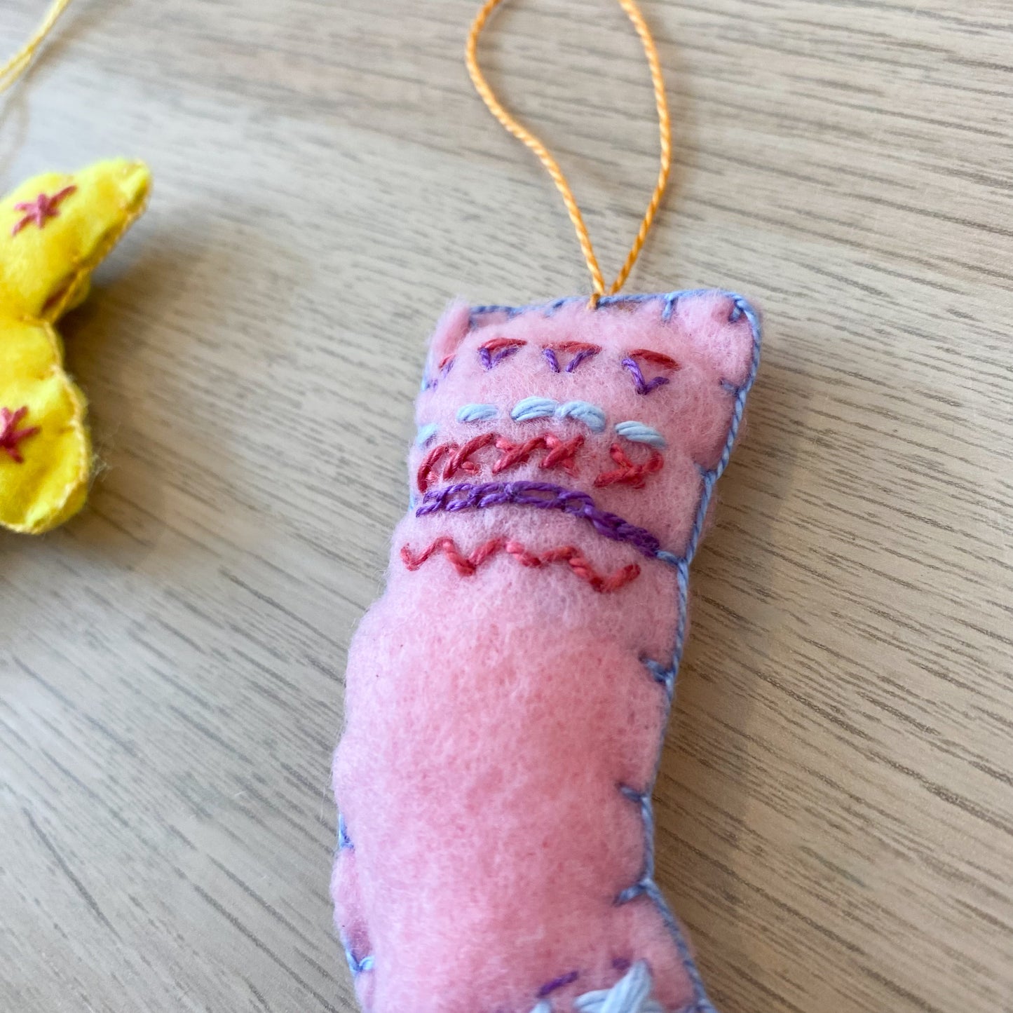 Pink sock ! - handmade Christmas ornament