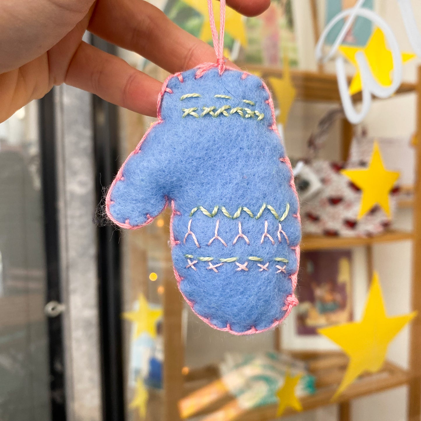 Blue mitten ! - handmade Christmas ornament
