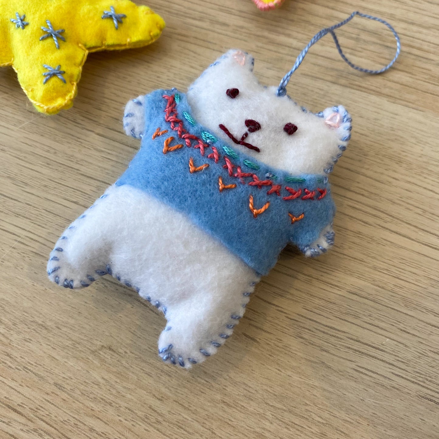 Bear with sweater ! - handmade Christmas ornament