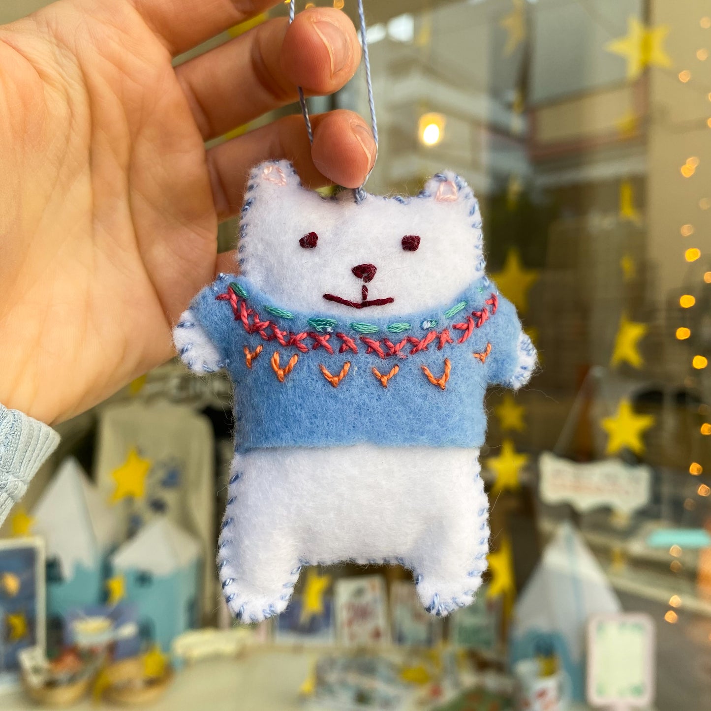 Bear with sweater ! - handmade Christmas ornament