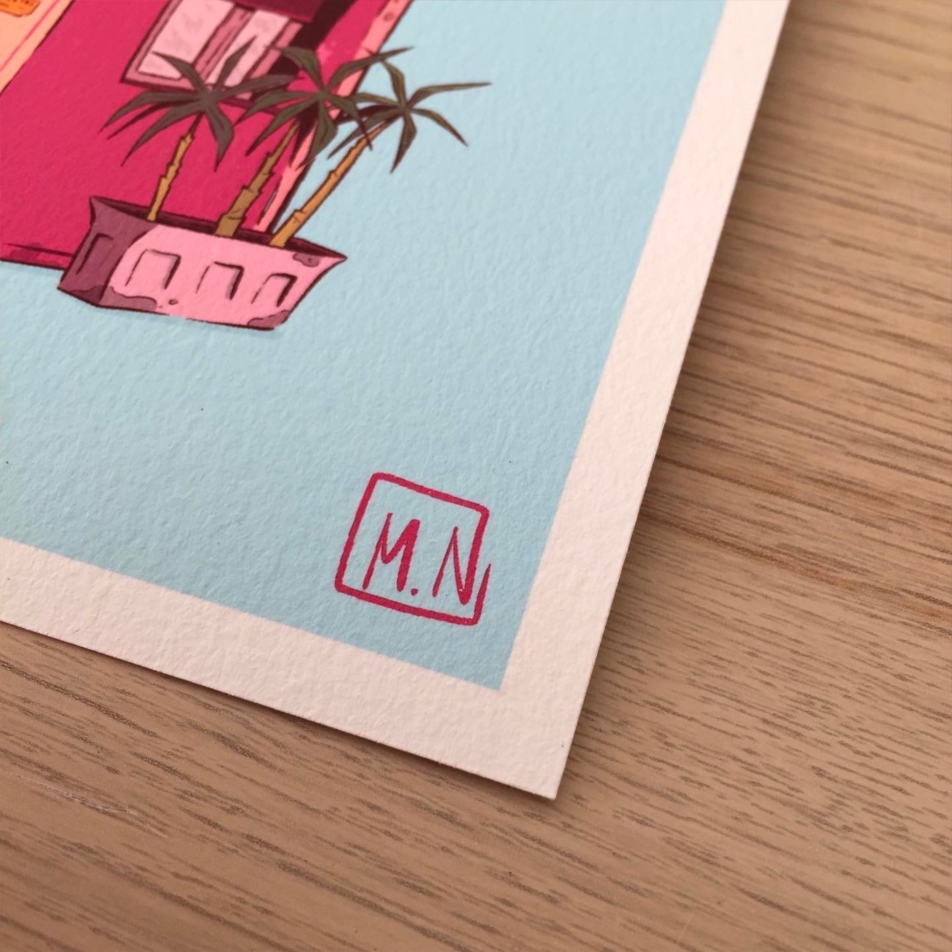 close up of the artist signature.